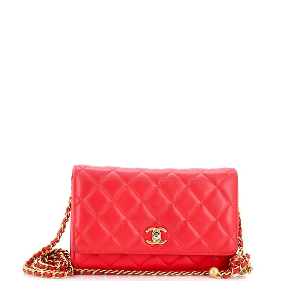 Pre-Owned Pearl Crush Wallet on Chain Quilted Lambskin By Rebag