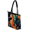 thumbnail image 3 of Hippocampus Canvas Leather Mix Hand Bag Twill Sponge Jeanette 30x10.5x39cm/11.8x4.1x15.4in, 3 of 5