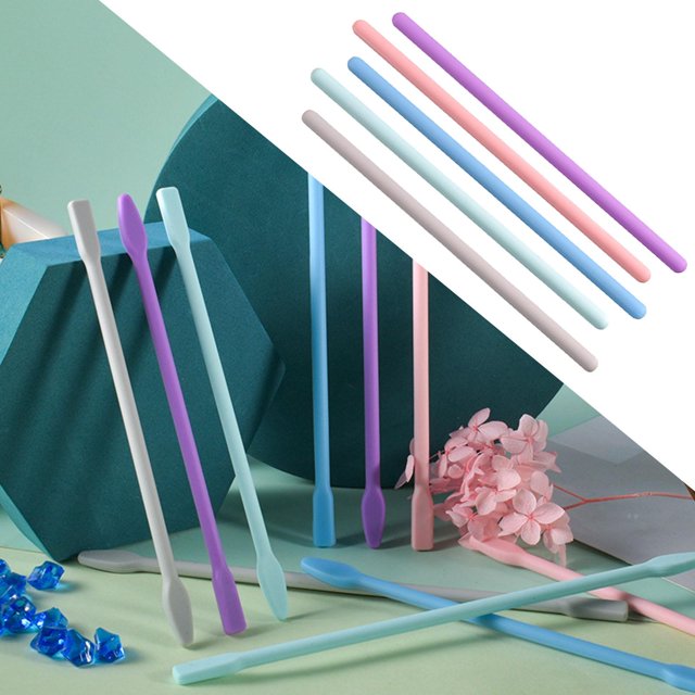 Varillas agitadoras reutilizables de 5 piezas, varillas mezcladoras , manualidades DIY, varillas agitadoras de silicona para mezclar resina, 551 pulgadas Macarena Palitos de silicona para revolver