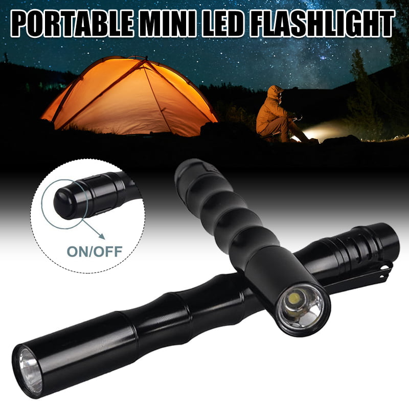 Mini LED Flashlight Pocket Clip Bright Outdoor Camping AAA Battery Micro-Torch