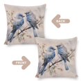 thumbnail image 3 of Decorative Square Pillowcase Cushion Case Spring Summer Vintage Birds with Leaves Cushion Case Elegant Blue Gray Birds Watercolor Wildlife Cooling Pillowcase for Living Room Bedroom 16"x16", 3 of 7