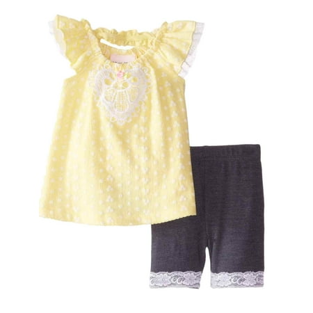 

Little Lass Infant Girls Yellow Daisy Top & Shorts Outfit 2 Piece Set 12 Months