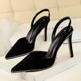 thumbnail image 3 of Zapatos de tacón alto para mujer, estilo discoteca, sexys, de gamuza, con tiras en la parte posterior, con remaches y puntiagudas, estilo delgado, con tacón alto, para mujer, 3 of 4
