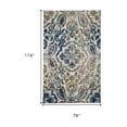 thumbnail image 4 of 7' X 10' Ivory Blue And Green Floral Stain Resistant Area Rug, 4 of 10