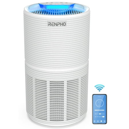 

RENPHO WiFi Air Purifiers for Home Large Room 1440 Sq.ft H13 True HEPA Filter Air Cleaner for Allergies & Asthma Air Cleaners and Purifiers Eliminates Smoke Pollen Dust Odor 100% Ozone Free