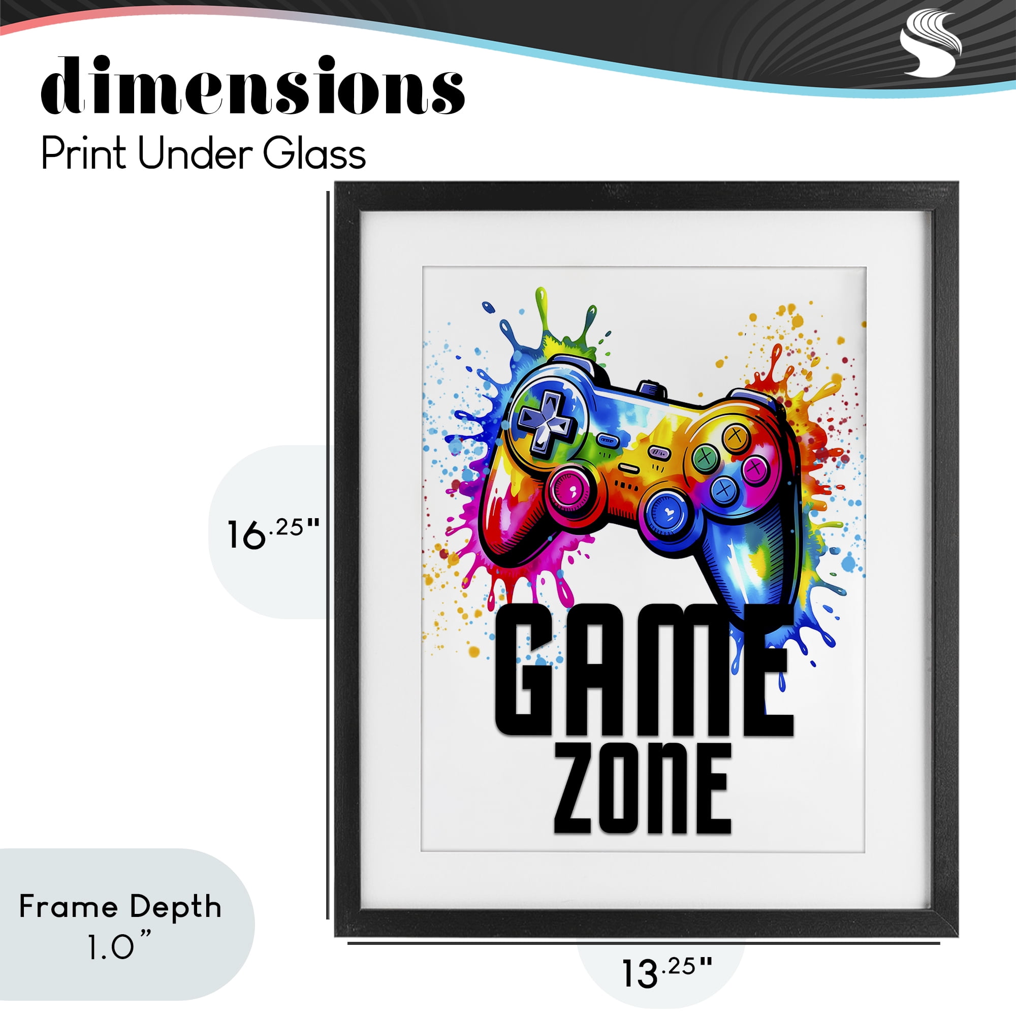 Stupell Industries Game Zone Splash Black Framed Print Under Glass, design by Kim Allen