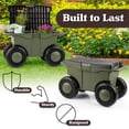 thumbnail image 5 of Pure Garden Rolling Garden Cart with Seat - Storage with Tool Tray (Green), 5 of 11