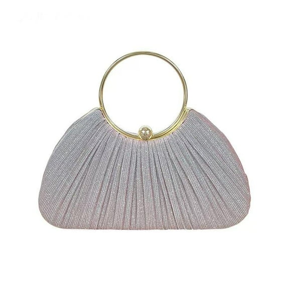 Women's Evening Clutch Purse with Ring Handle, Sparkle Glitter Prom Wedding Party Dress Handbag purple