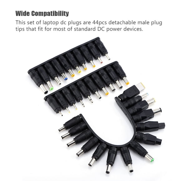 44 piezas todo en 1 enchufe de CC para computadora portátil, conector universal de 5,5 x 2,1 mm, fuente de alimentación para computadora portátil, enchufe de CC