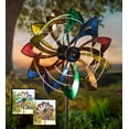 thumbnail image 2 of Wind & Weather Solar Lighted LED Flower Metal Wind Spinner with Bi-Direction Rotors - Antique, 2 of 2