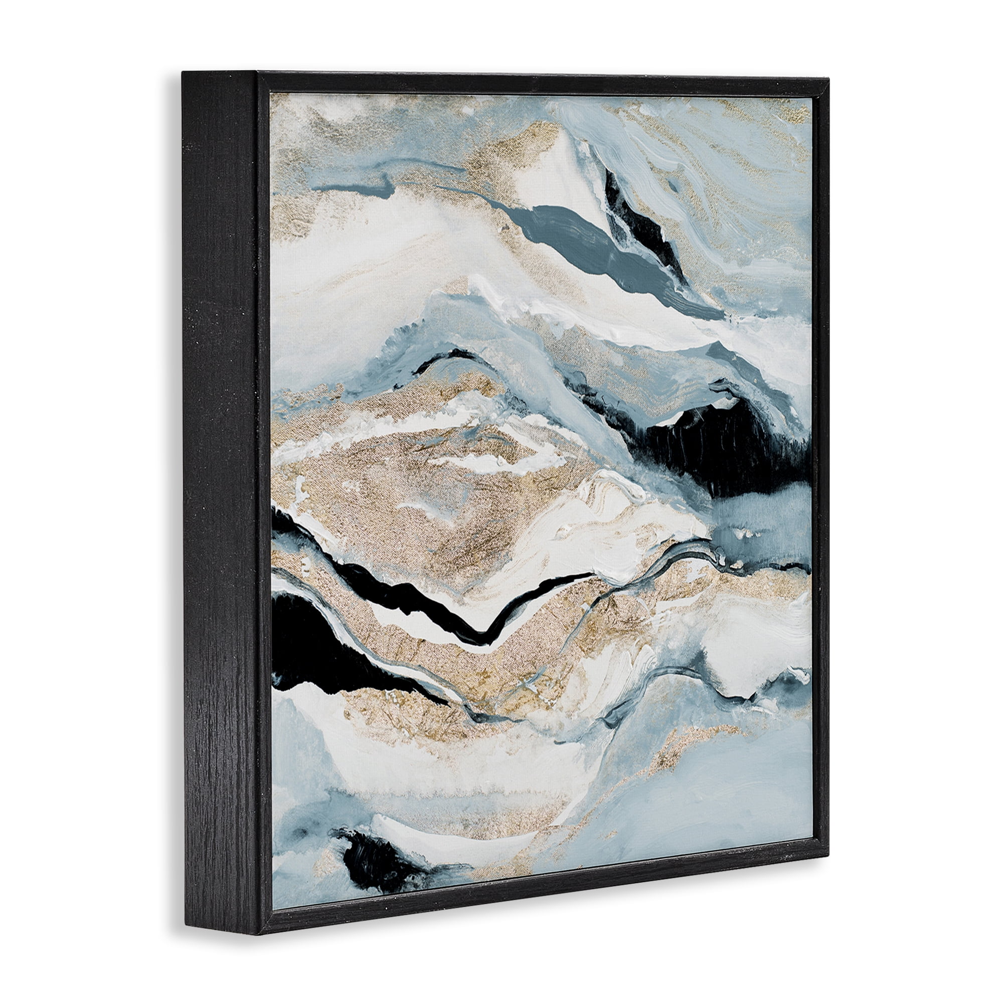 Stupell Industries Blue Natural Geode Pattern Abstract Painting Black Framed Art Print Wall Art, 12 x 12