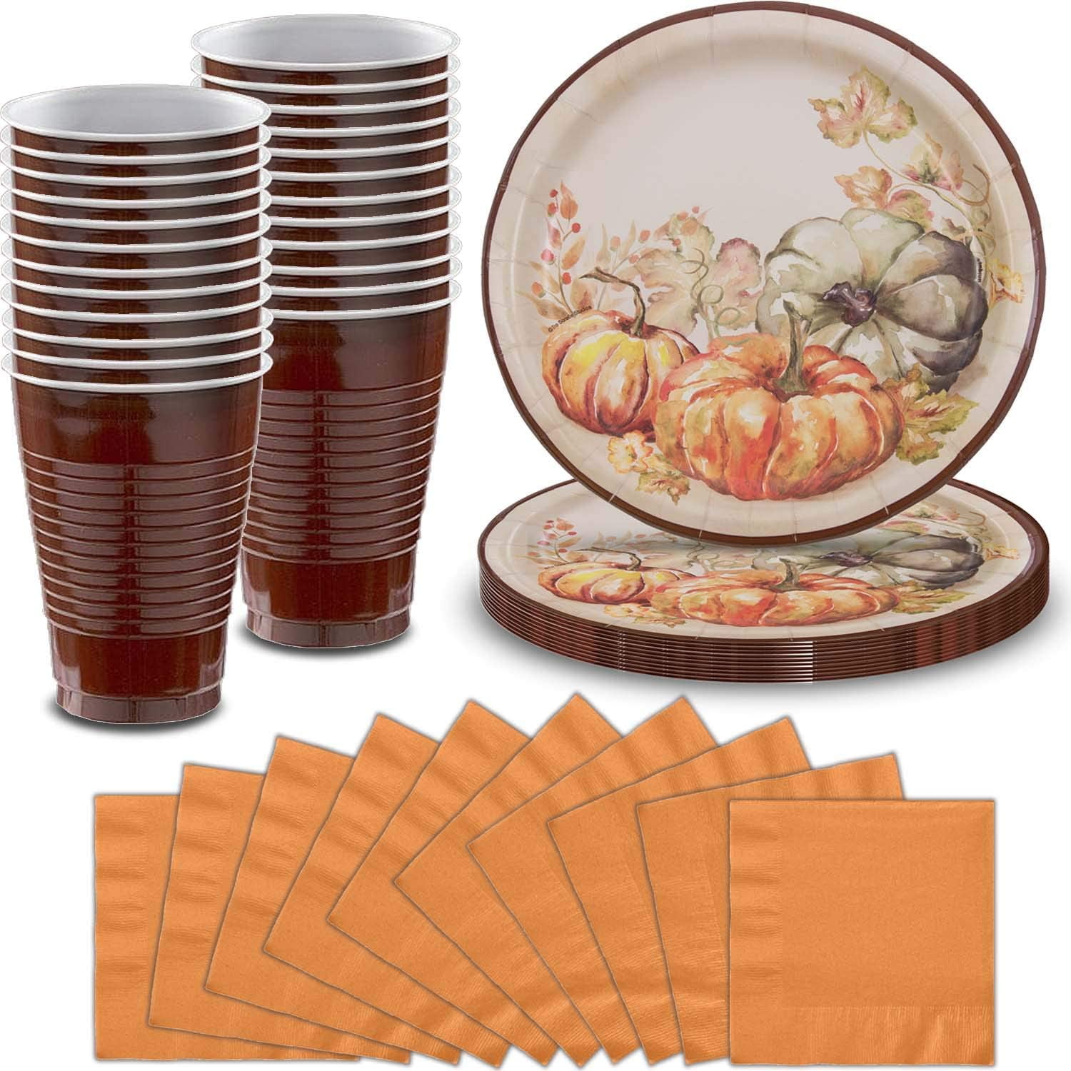 Fall Harvest Party Supplies for 32 Plates, Napkins, Cups