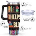 thumbnail image 3 of 40oz Bookshelf Book Lover Stainless Steel Flip Straw Tumbler Spill Proof Travel Cup Double Wall Vacuum Insulated Coffee Mug with Handle, 3 of 6