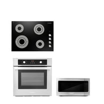 Cosmo 3 Piece Kitchen Appliance Package With 30" Electric Cooktop 24.4" Built-in Countertop Microwave 24" Single Electric Wall Oven Kitchen Appliance Bundles