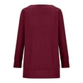 thumbnail image 6 of QUNYINEY Casual Shirts for Women Solid Red Long Sleeve Square Neck Tops Pullover Split Hem Loose Drop Shoulder Ribbed T-Shirts, 6 of 6