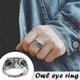 thumbnail image 2 of Anillo de búho con ojo de demonio, anillo de búho ajustable abierto retro, 2 of 11