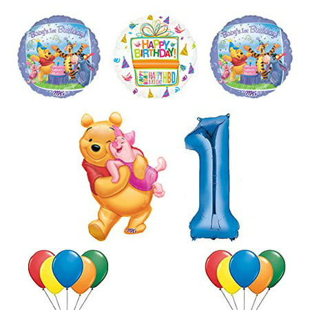 Winnie the Pooh, Piglet and Friends 1st Birthday Party Supplies and Balloon Bouquet