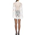 thumbnail image 4 of White Womens Lace Mini Dress Long Sleeve High Neck See-Through Cocktail Party Dress, 4 of 6