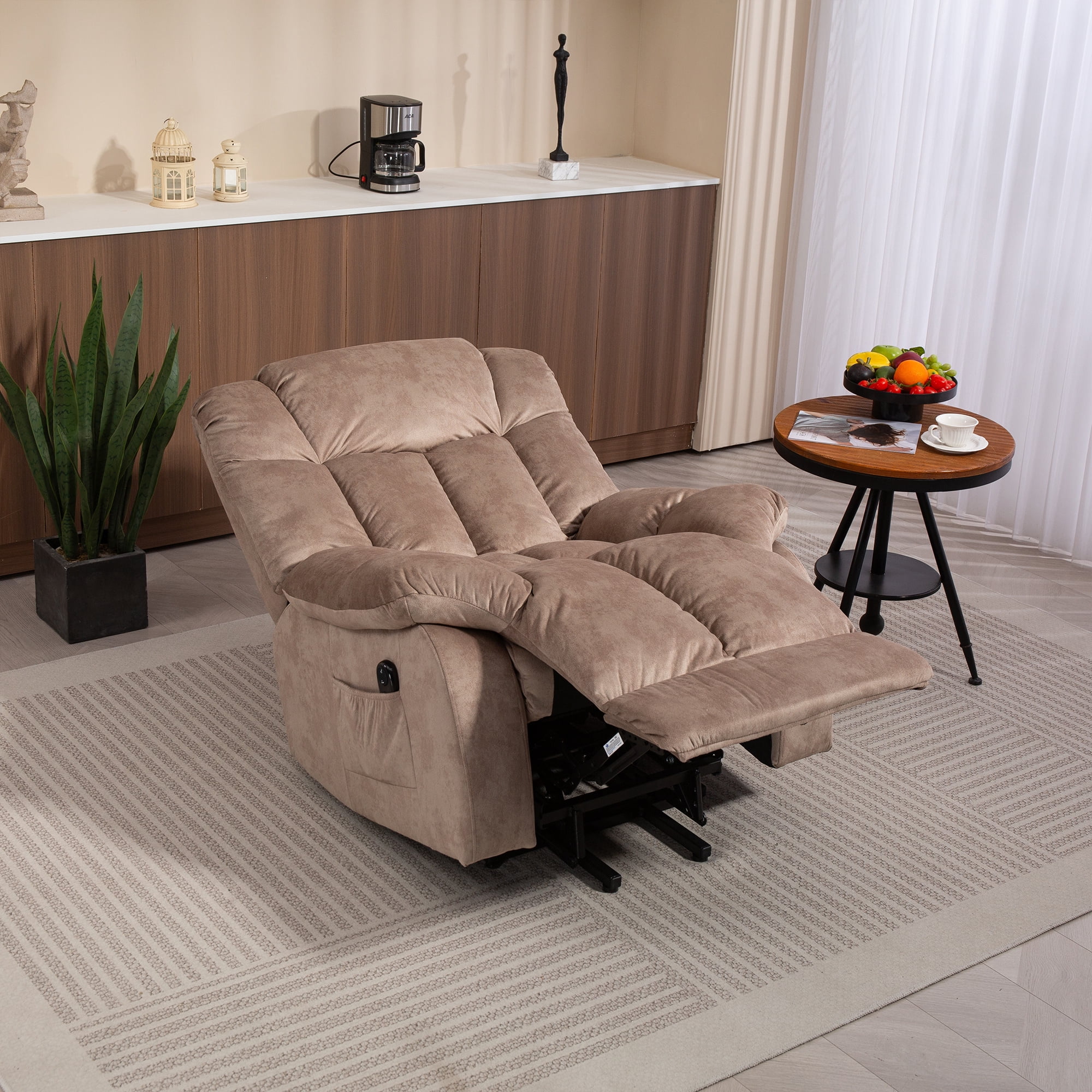 Aukfa Power Lift Recliner Chair Deep Seat Recliners with Infinite Position for Elderly Living Room, Light Camel