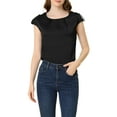 thumbnail image 5 of INSPIRE CHIC Women's Cap Sleeve Silky Blouse Round Neck Pleated Casual Elegant Top, 5 of 7
