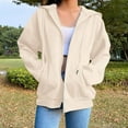 thumbnail image 2 of frariair Lightweight Full Zip Hooded Jacket Women Athletic Track Top With Kangaroo Pocket For Running And Gym Workout Essentials Beige L, 2 of 7