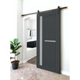 thumbnail image 3 of Sturdy Barn Door Frosted Glass | Veregio 7288 Antracite | 6.6FT Rail Hangers Heavy Hardware Set | Solid Panel Interior Doors-18" x 96"-Black Rail, 3 of 6
