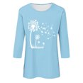 thumbnail image 4 of Plebaso Chemises à Manches 3/4 pour Femmes Col Rond Imprimé Hauts Amples Printemps Été 2025 Blouses pour Femmes, 4 of 4