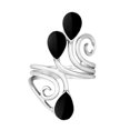 thumbnail image 1 of Floral Vine Ornate Teardrop Black Onyx Sterling Silver Ring-9, 1 of 5
