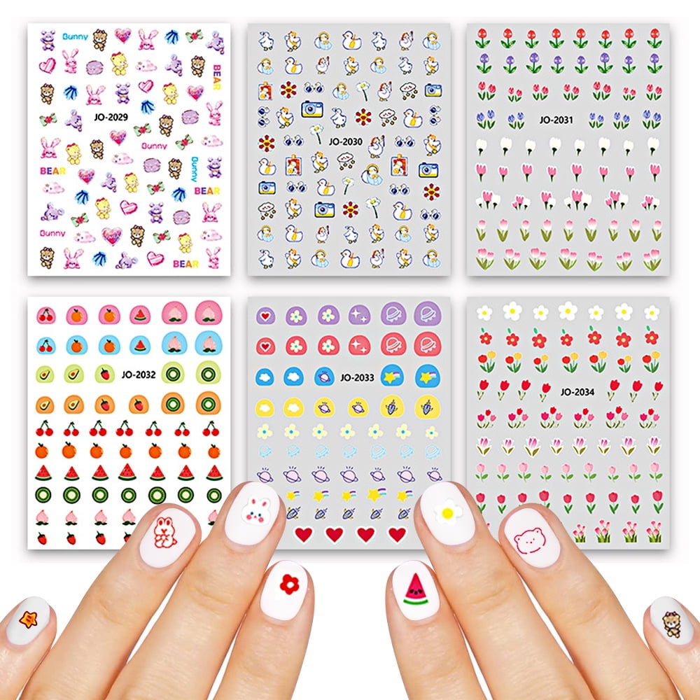 6pcs Kids Nail Stickers Birthday Girl Party, DIY Home Activity, Gift