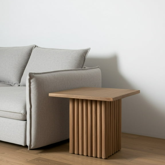 HomeRoots 604029 22 in. Brown Solid Wood Square Block End Table