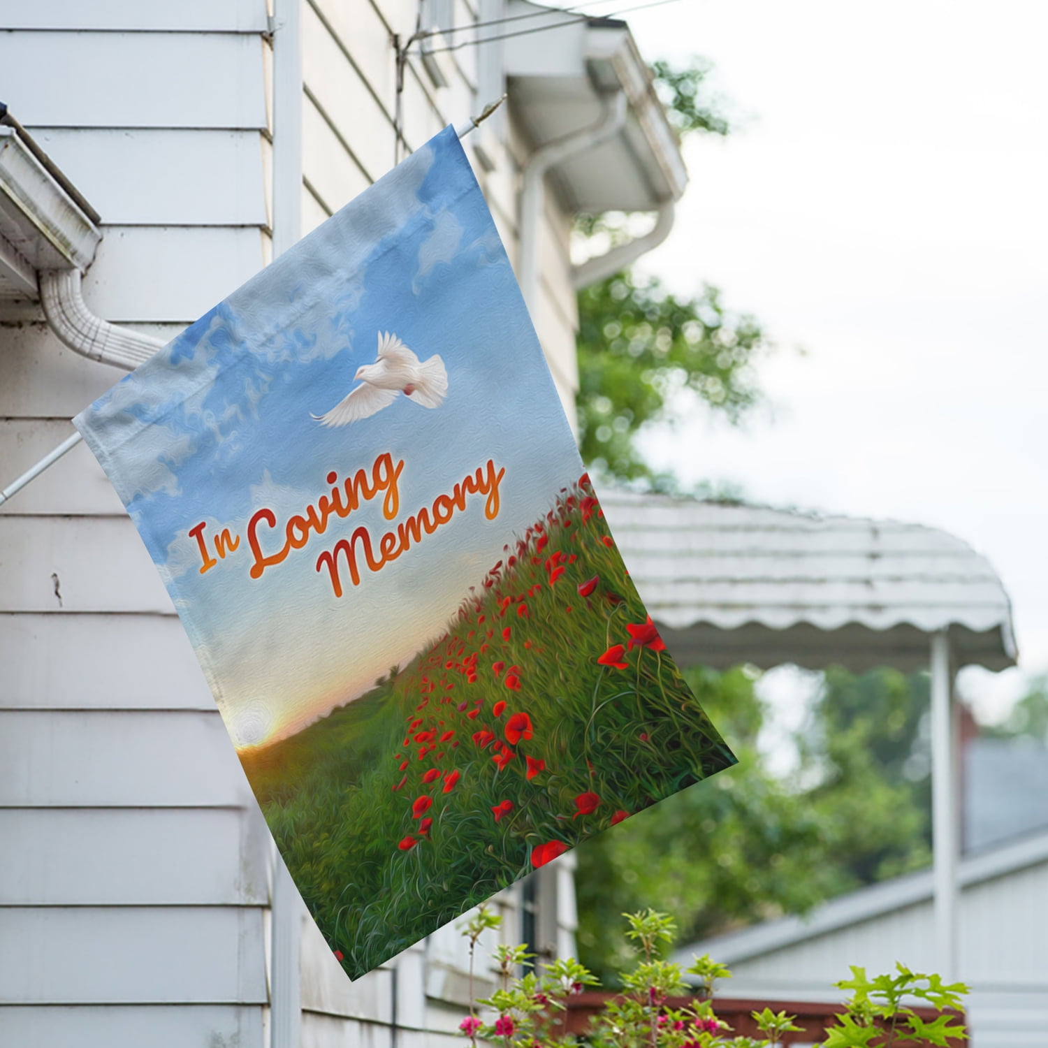 America Forever House Flag - In Loving Memory (Dove), Cemetery Memorial Religious Bereavement Double Sided 28" x 40" Decor, Seasonal Yard Outdoor Decorative Flag