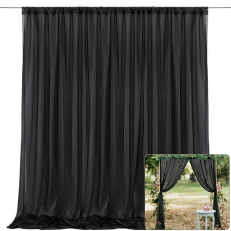 Image of 10ft×10ft Black Chiffon Backdrop Curtains for Part