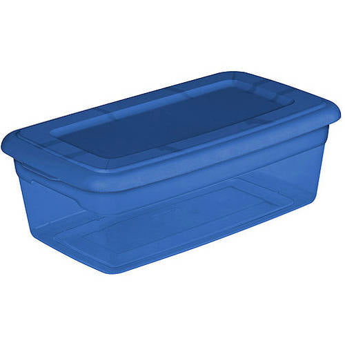 Pack of 2 6 Quart Storage Bin Shoe Box Navy Blue