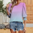 thumbnail image 2 of Baberdicy 3/4 Sleeve Ruffle Blouse - Women's Faux Cotton Dressy Top, Elegant Casual Tunic for Office or Special Occasions (Pink | S), 2 of 9