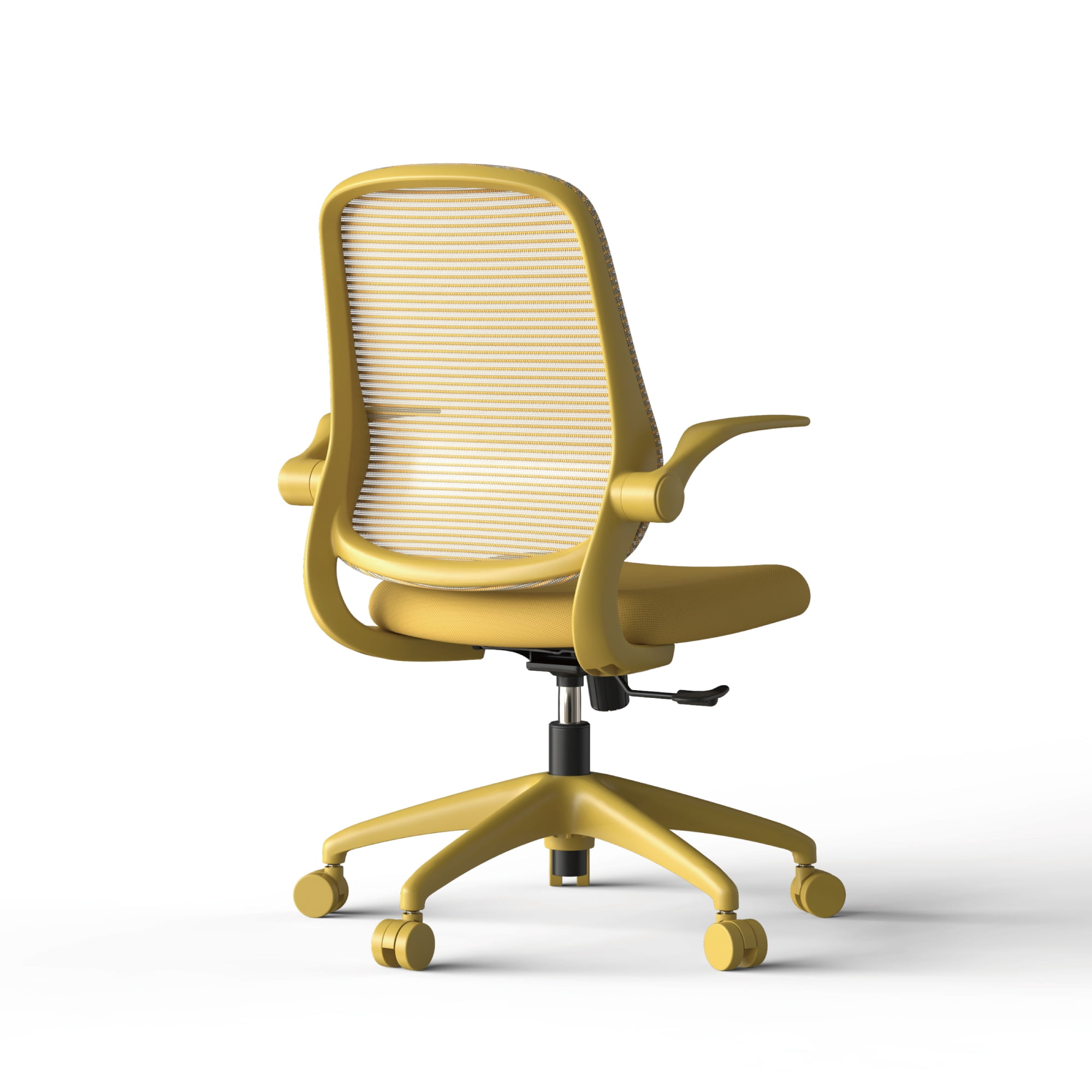 Modern Fabric Ergonomic Office Chair with 3D Flip-Up Arms, Executive Task Chair for Meeting Room, Staff Office, Yellow