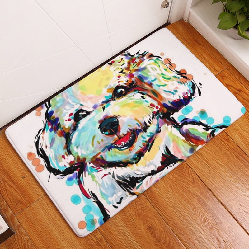 Modern Style Lovely Painting Dog  Print Carpets Anti-slip Floor Mat Outdoor Rugs 