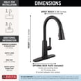 thumbnail image 5 of Delta Finnridge Matte Black Kitchen Faucet with Pull Down Sprayer, High Pressure ProClean Spray Modern Single Hole Kitchen Sink Faucet, Matte Black, 5 of 8