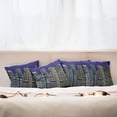 thumbnail image 3 of Ambesonne Cartoon Throw Pillow Cover 4 Pack, Cityscape Square Blue, 16", Dark Blue and Yellow, 3 of 6