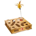 thumbnail image 1 of Caja de juguetes para gatos con forma de rompecabezas, juego interactivo con forma de garra, palo de juguete y bola con cascabel., 1 of 12