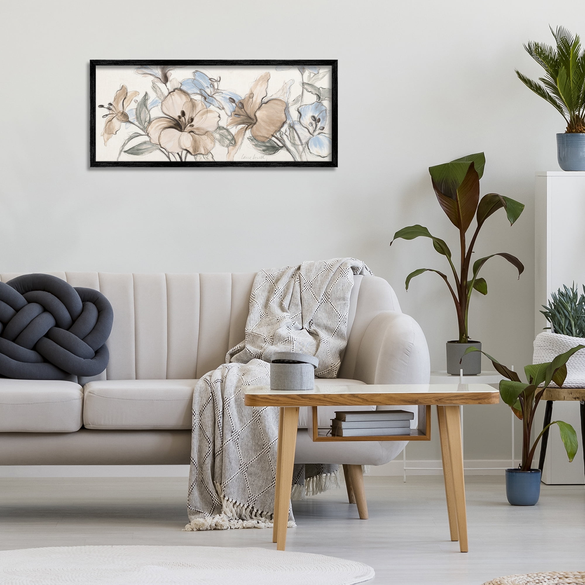 Stupell Industries Whispering Florals Neutral Black Framed Giclee Art, design by Lanie Loreth
