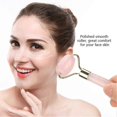 thumbnail image 3 of Natural Rose Quartz Welding Gold Metal Roller Massager Jade Beauty Massager ()B3, 3 of 4