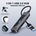 thumbnail image 4 of Adaptador Ethernet USB 3.0 MORNWELL Multicolor 5 en 1 Técnico para MacBook, Surface Pro y PC, 4 of 9