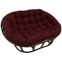 65 in. Rattan Double Papasan Chair with Outdoor Cushion, Red