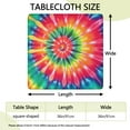 thumbnail image 2 of Colorful Rainbow Tie Dye Spiral Pattern Square Fitted Tablecloth with Elastic Edge,Square Table Cover,Washable Elastic Table Cover for Home Kitchen Party Decor 36"x36", 2 of 6