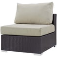 thumbnail image 5 of Contemporary Modern Urban Designer Outdoor Patio Balcony Garden Furniture Lounge Sofa, Chair and Coffee Table Fire Pit Set, Fabric Rattan Wicker, Beige, 5 of 8