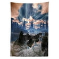 thumbnail image 3 of Ambesonne Fantasy Tablecloth Rectangular Table Cover, Rock Towers Alien World, 60"x84", Dark Brown Dark Blue, 3 of 4