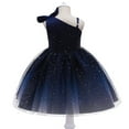 thumbnail image 4 of FAOWME Toddler Kids Girls Prints Sleeveless Party Hoilday Photography Court Style Tulle Mesh Dress Princess Sundress Dark Blue 4-5 Years, 4 of 5
