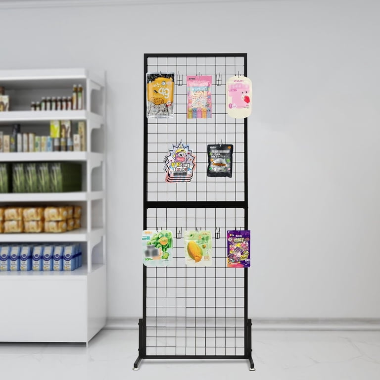 2-Pack Grid Wall Display Panels - 2' X 5.6' Each, Steel Wire Gridwall For Retail Shelving