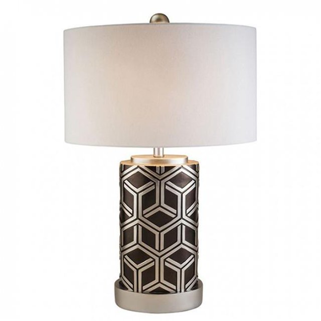 Benzara BM131447 Nena Lampe de Table Traditionnelle Marron - Argent