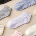 thumbnail image 6 of 5 Pairs Women's Fuzzy Socks with Non-Slip Grips, Soft Fluffy Slipper Ankle Socks for Winter Warmth, Home Sleep & Hospital Use, 6 of 7